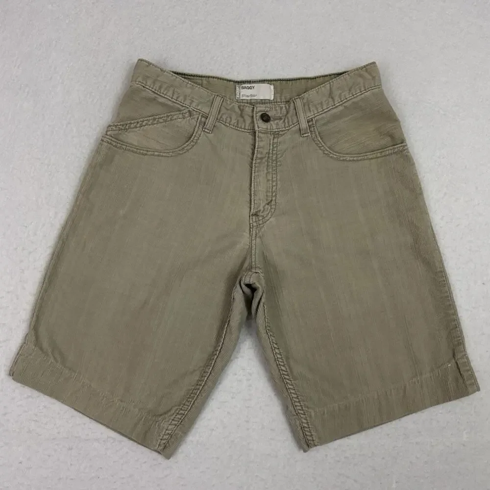 Levi’s SilverTab Baggy Shorts Mens 29 Beige Corduroy Vintage 1990s Altered